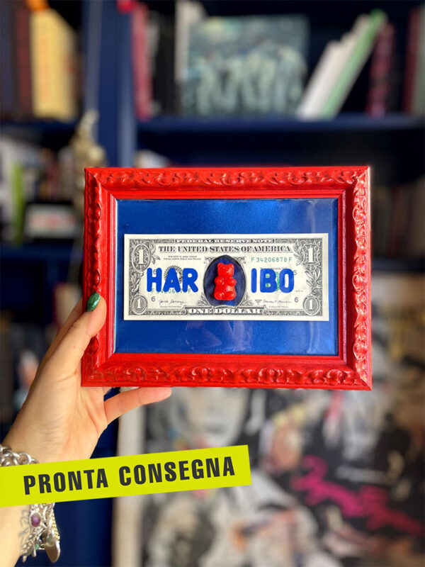 Quadro dollaro Haribo rosso e blu 1 pronta consegna